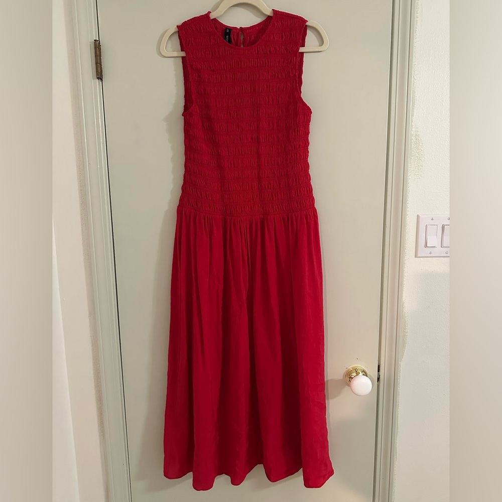 Mango Red Drop Waist Maxi Dress